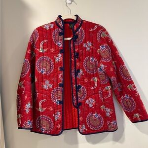 *FREE SHIPPING* 80s Classic Red Quilted Jacket Large